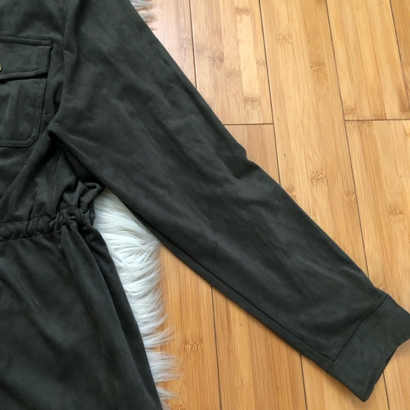 Torrid Fleece Velvet Utility Drawstring Lightweight Olive Green Shacket Jacket 2 - Picture 6 of 12